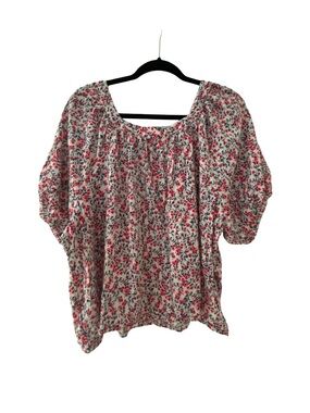 GAP Floral Peasant Blouse XXL Cottagecore Puff Sleeve Boho Lightweight Top